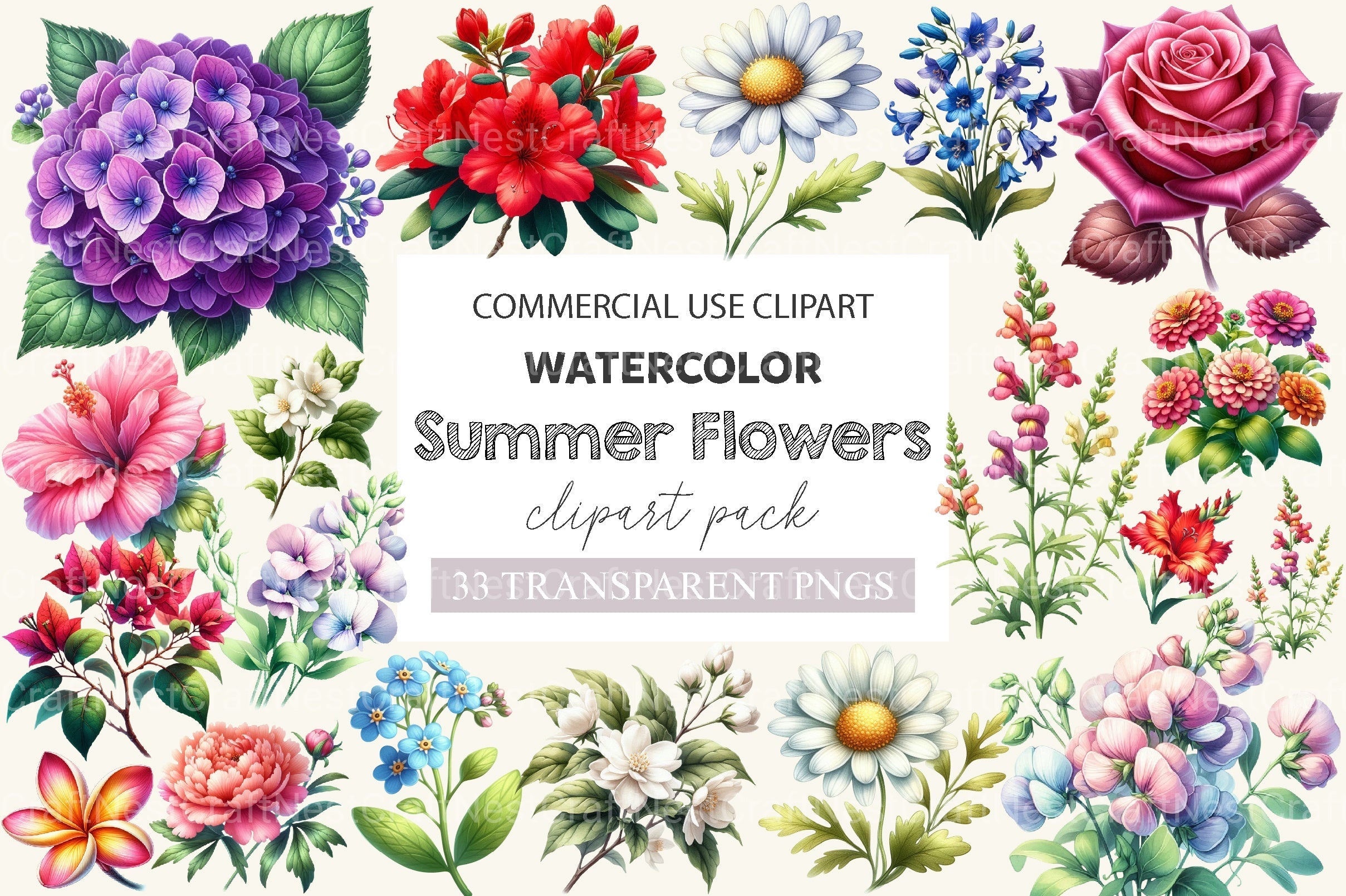 Summer Flowers Clipart Bundle 2