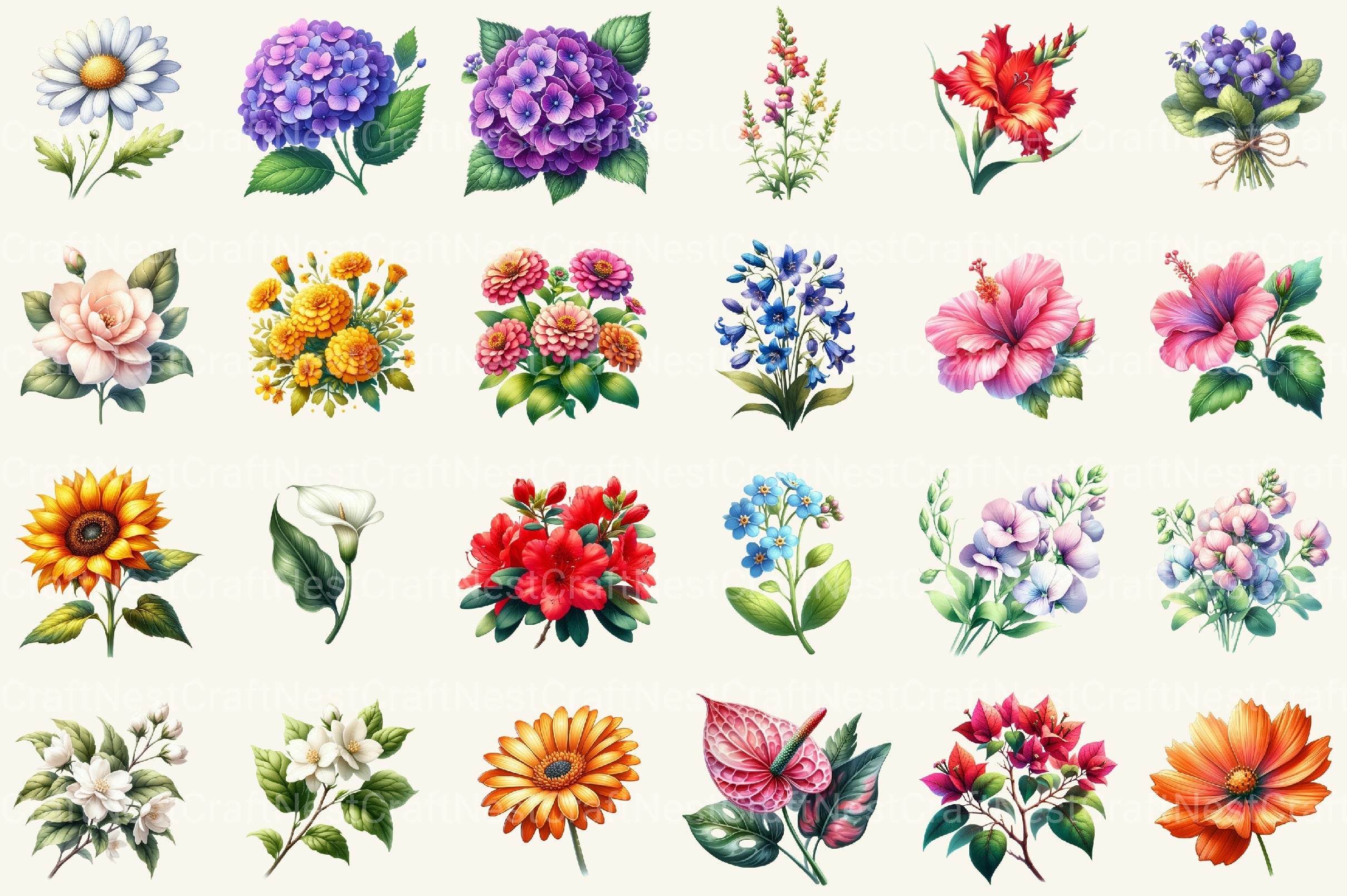 Summer Flowers Clipart Bundle 2