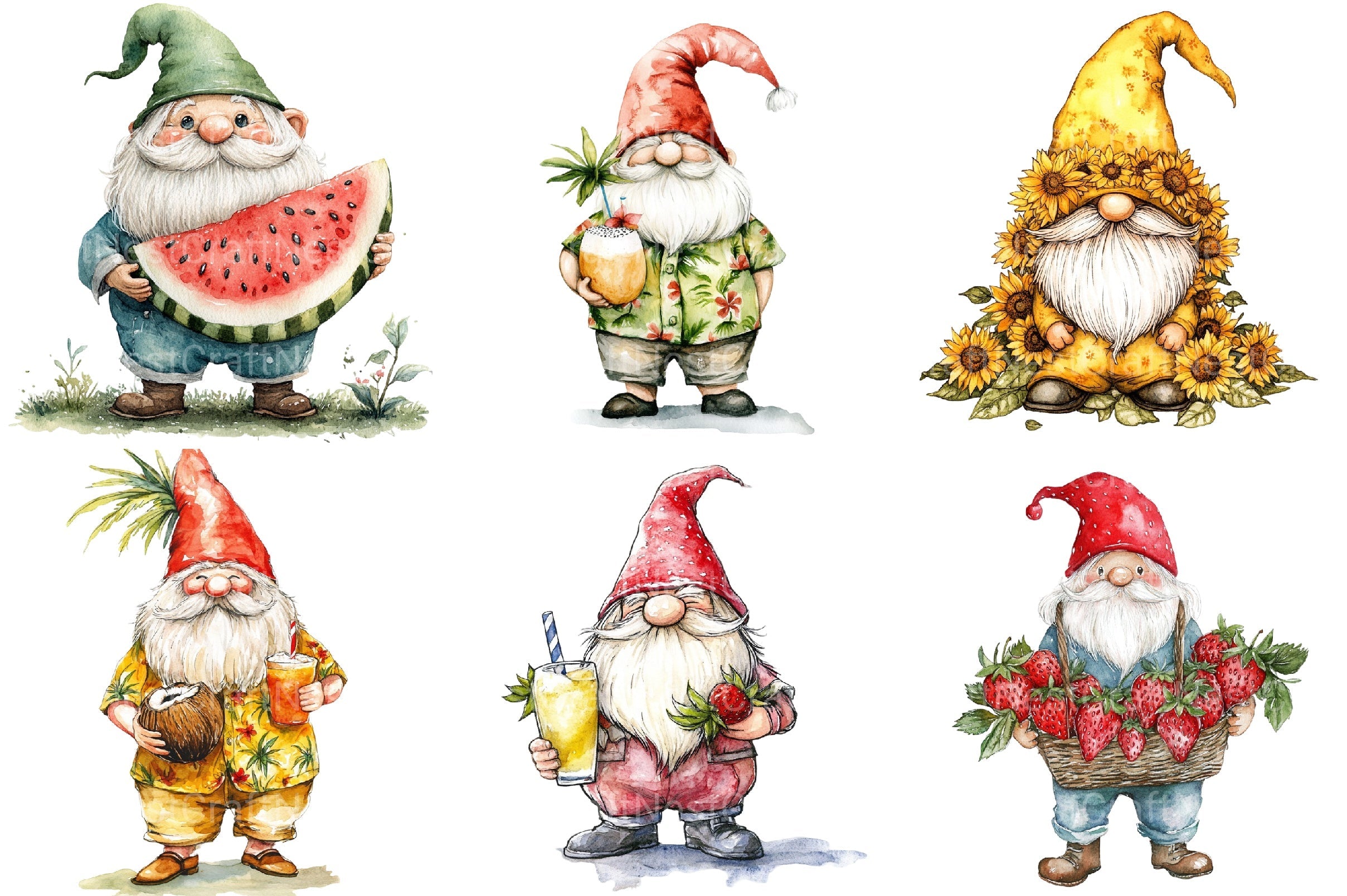 Summer Gnome Clipart Bundle