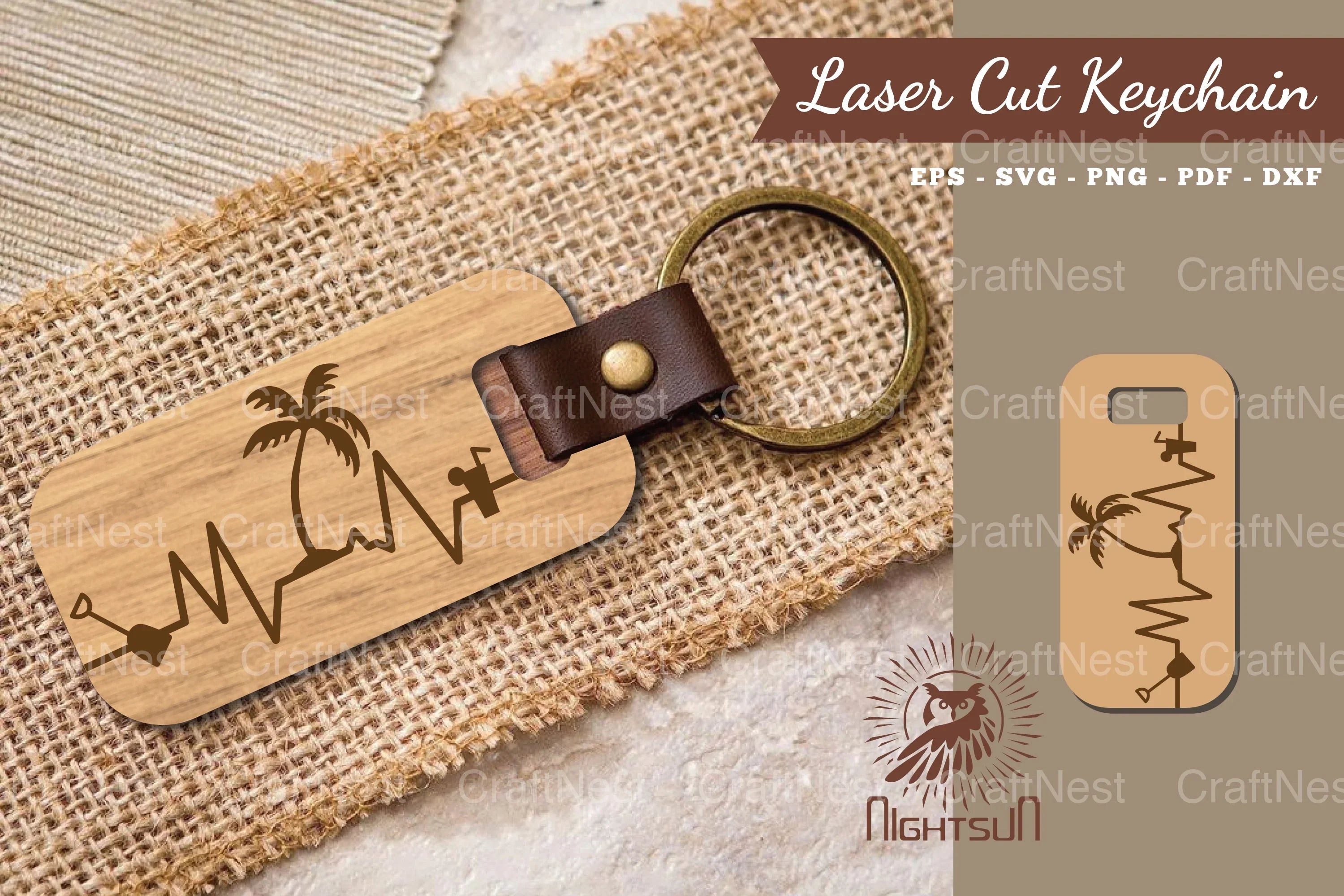 Summer Heartbeat Laser Cut Keychain SVG Bundle - CraftNest - Digital Crafting and Art