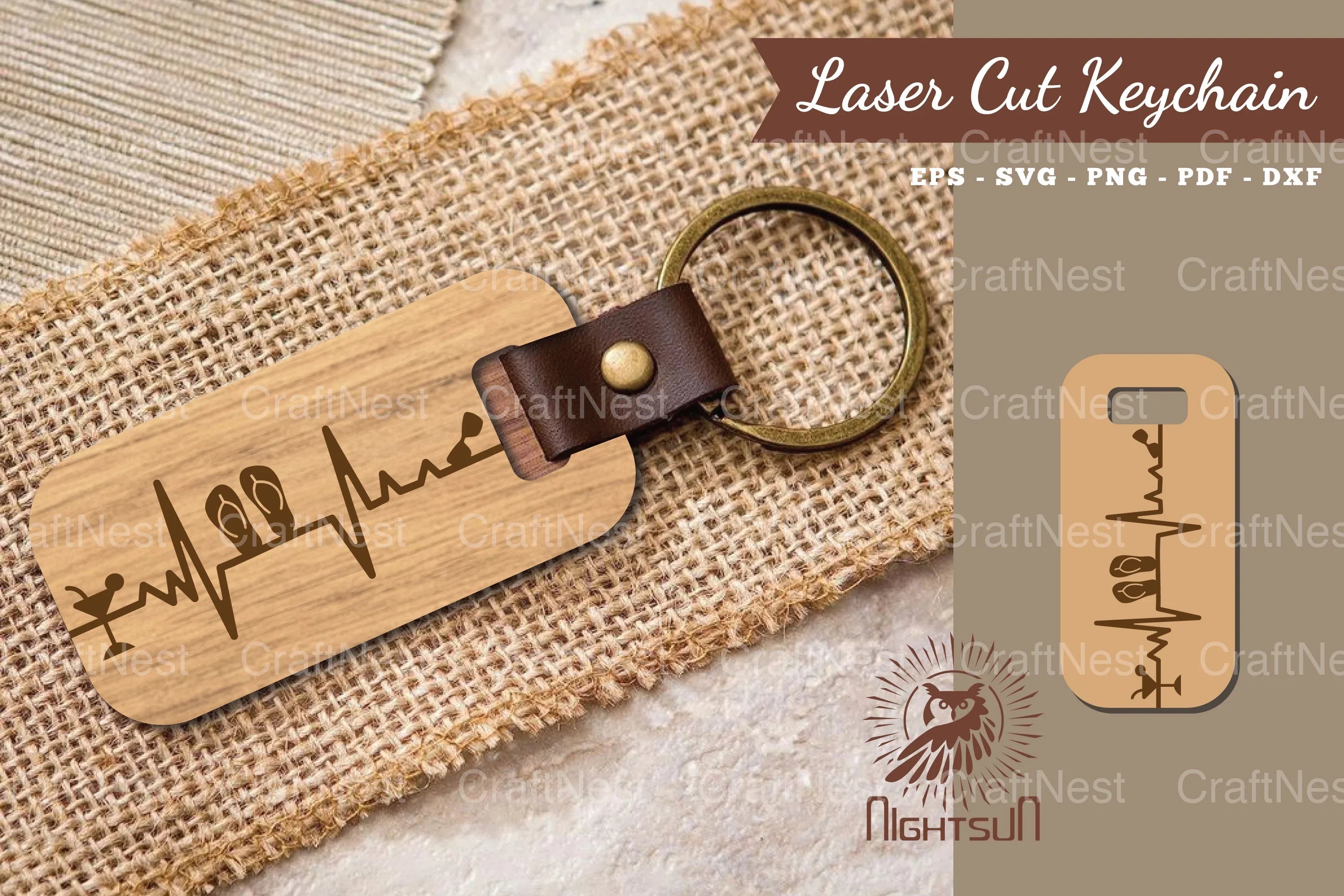 Summer Heartbeat Laser Cut Keychain SVG Bundle - CraftNest - Digital Crafting and Art