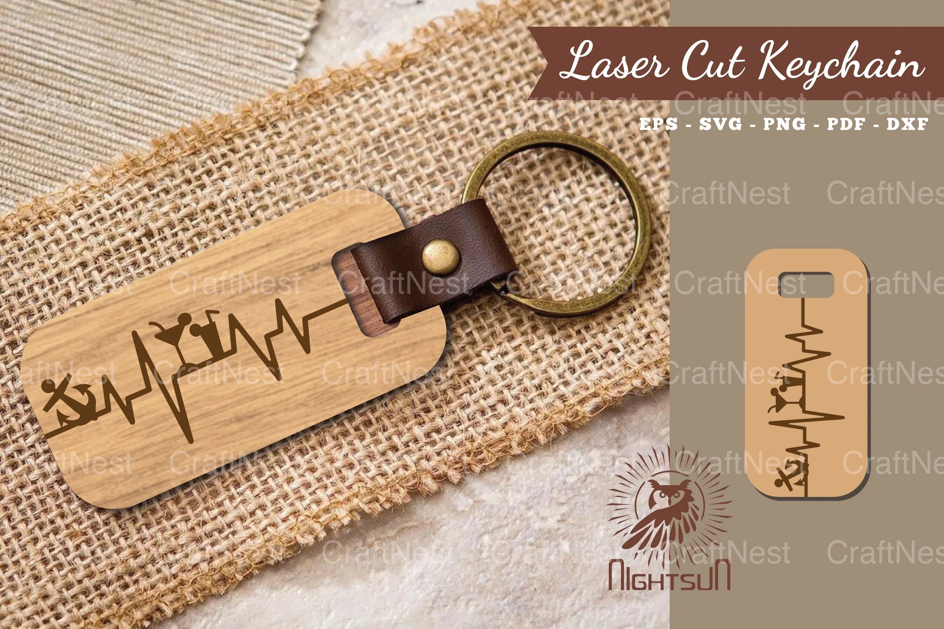Summer Heartbeat Laser Cut Keychain SVG Bundle - CraftNest - Digital Crafting and Art