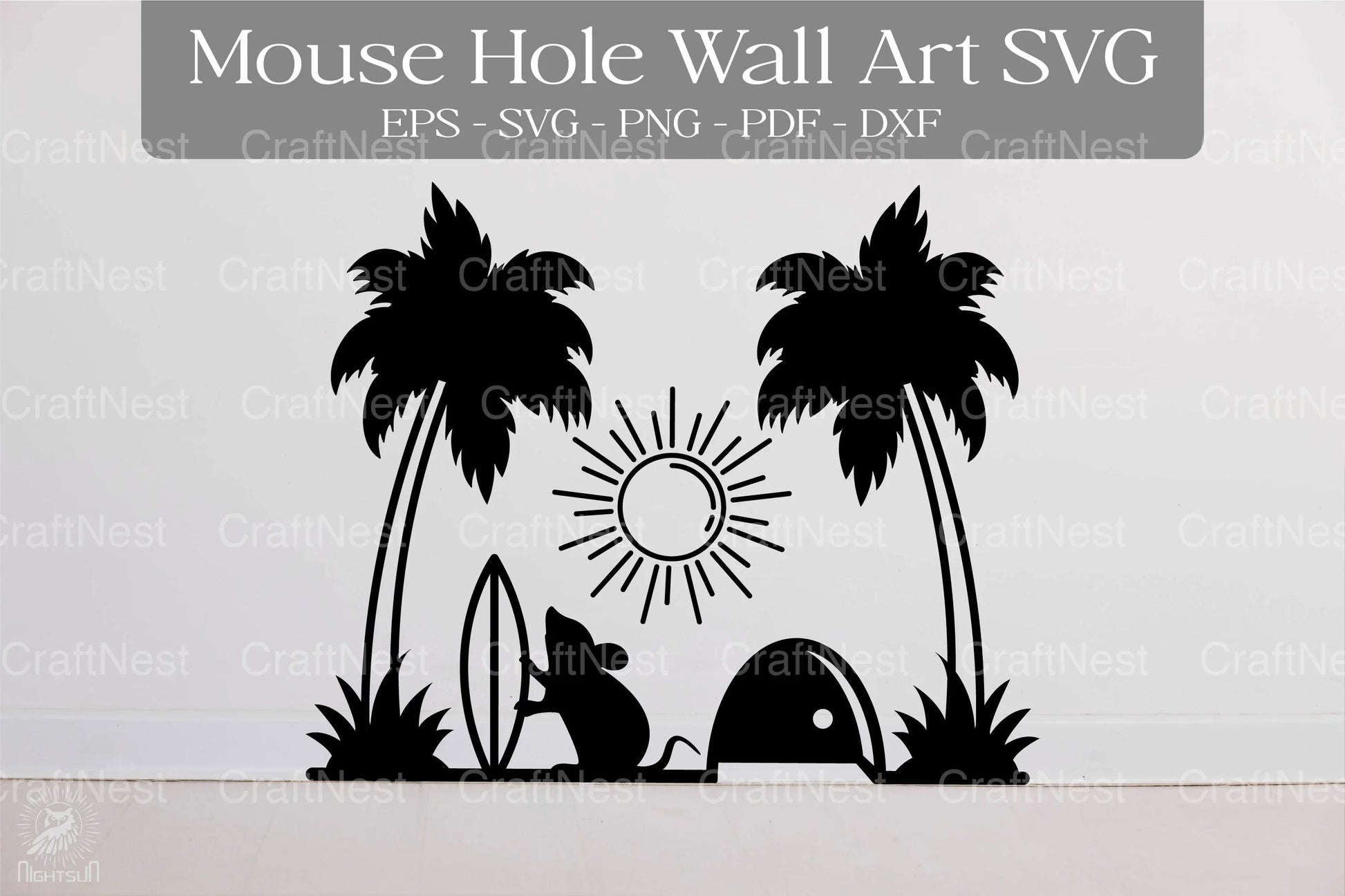Summer Mouse Hole Wall Art Sticker Clipart Bundle - CraftNest - Digital Crafting and Art