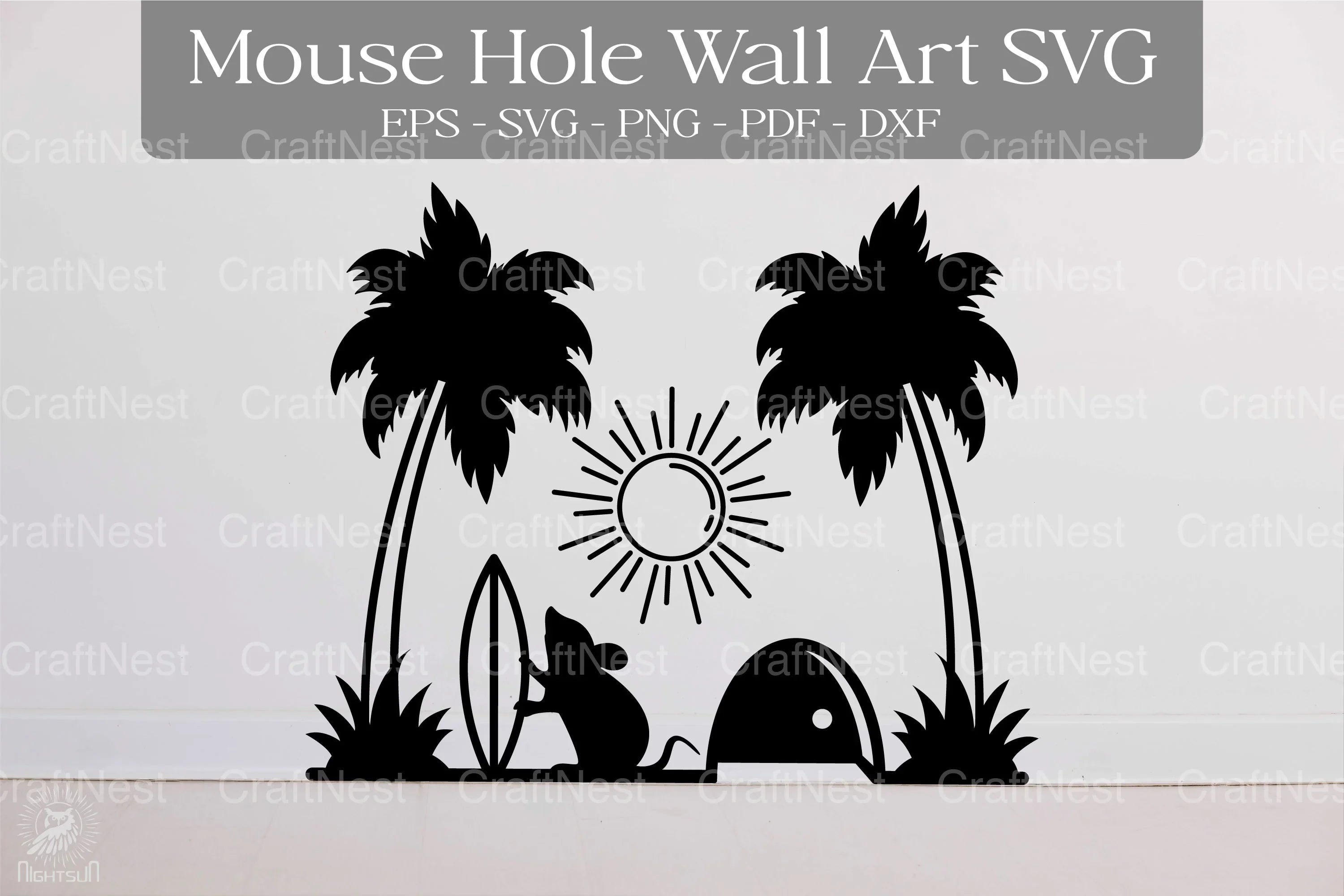 Summer Mouse Hole Wall Art Sticker Clipart Bundle - CraftNest - Digital Crafting and Art