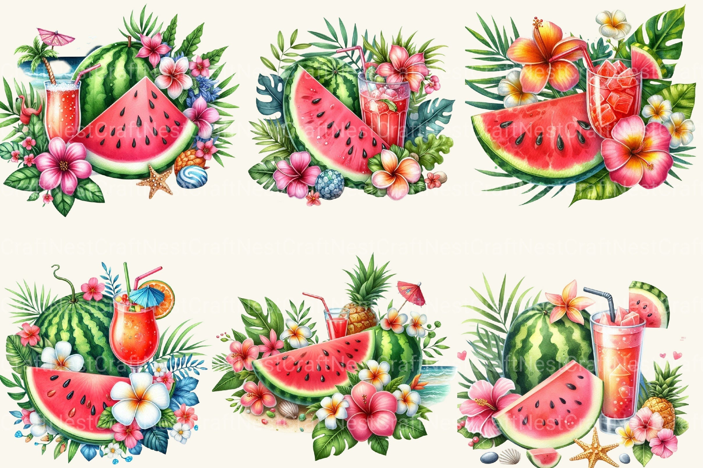 Summer Watermelon Slice Clipart Bundle