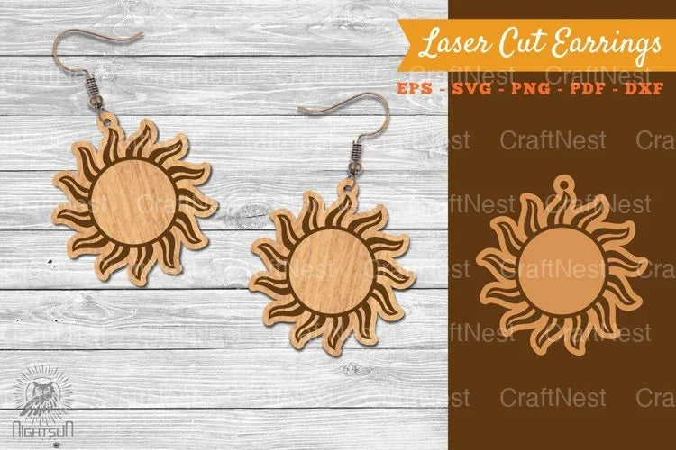 Sun Laser Cut Earrings SVG Bundle - CraftNest - Digital Crafting and Art