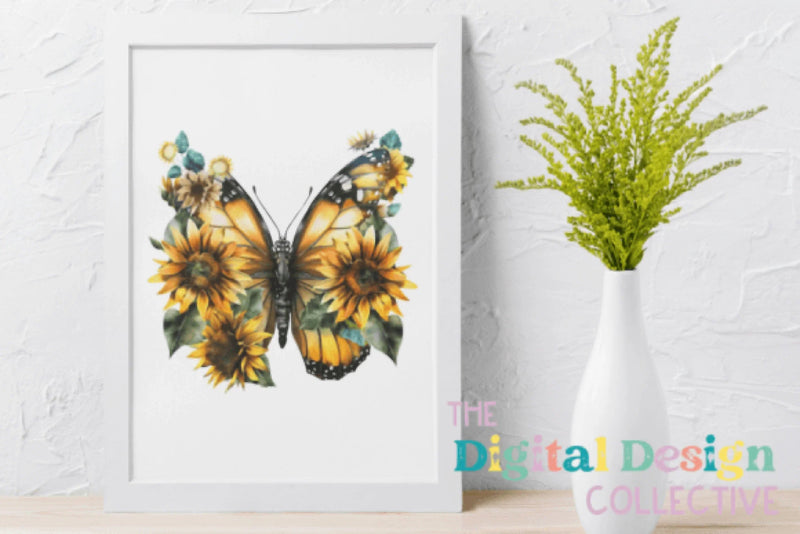 Sunflower Butterflies Clipart Bundle - CraftNest - Digital Crafting and Art
