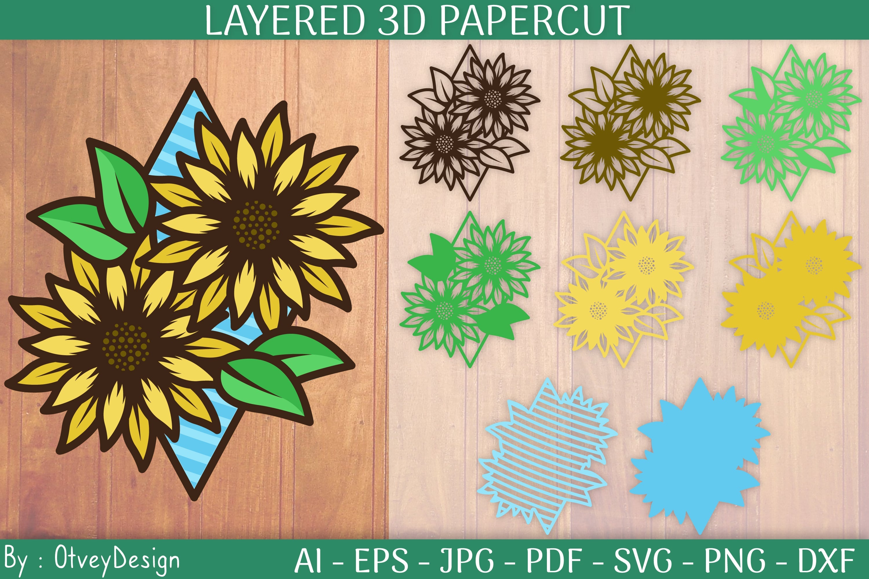 Sunflower Layered Papercut SVG Bundle
