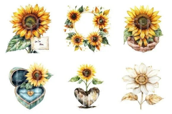 Sunflower Mother's Day Clipart Bundle 111 - CraftNest - Digital Crafting and Art