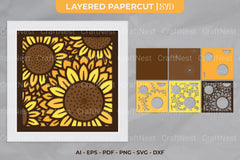 Sunflower 3D Layered Papercut SVG Bundle - CraftNest - Digital Crafting and Art