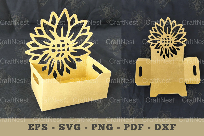 Sunflower Box Display Papercut Craft Bundle - CraftNest - Digital Crafting and Art