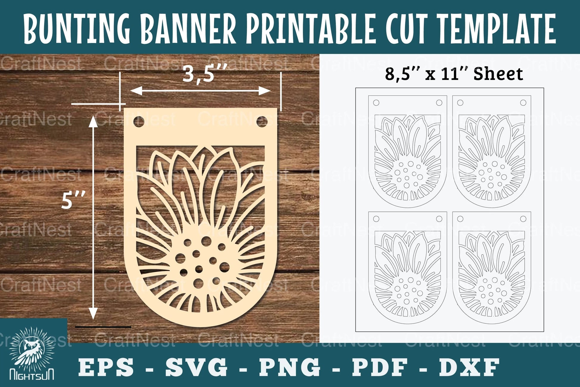 Sunflower Bunting Banner Printable Clipart Bundle - CraftNest - Digital Crafting and Art