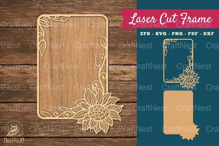 Sunflower Laser Cut Frame SVG Bundle - CraftNest - Digital Crafting and Art
