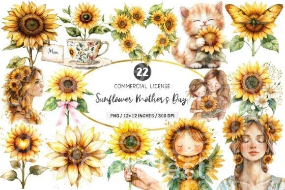 Sunflower Mother's Day Clipart Bundle 88 - CraftNest - Digital Crafting and Art