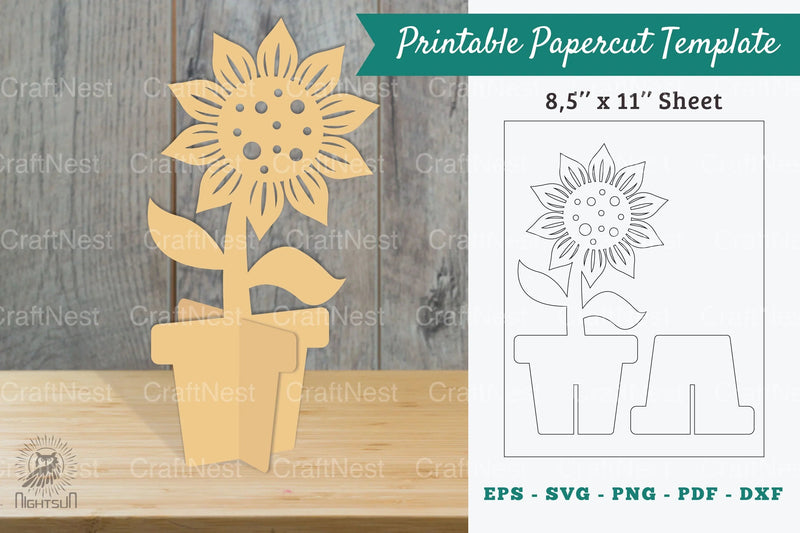 Sunflower Printable Cut Template Bundle - CraftNest - Digital Crafting and Art