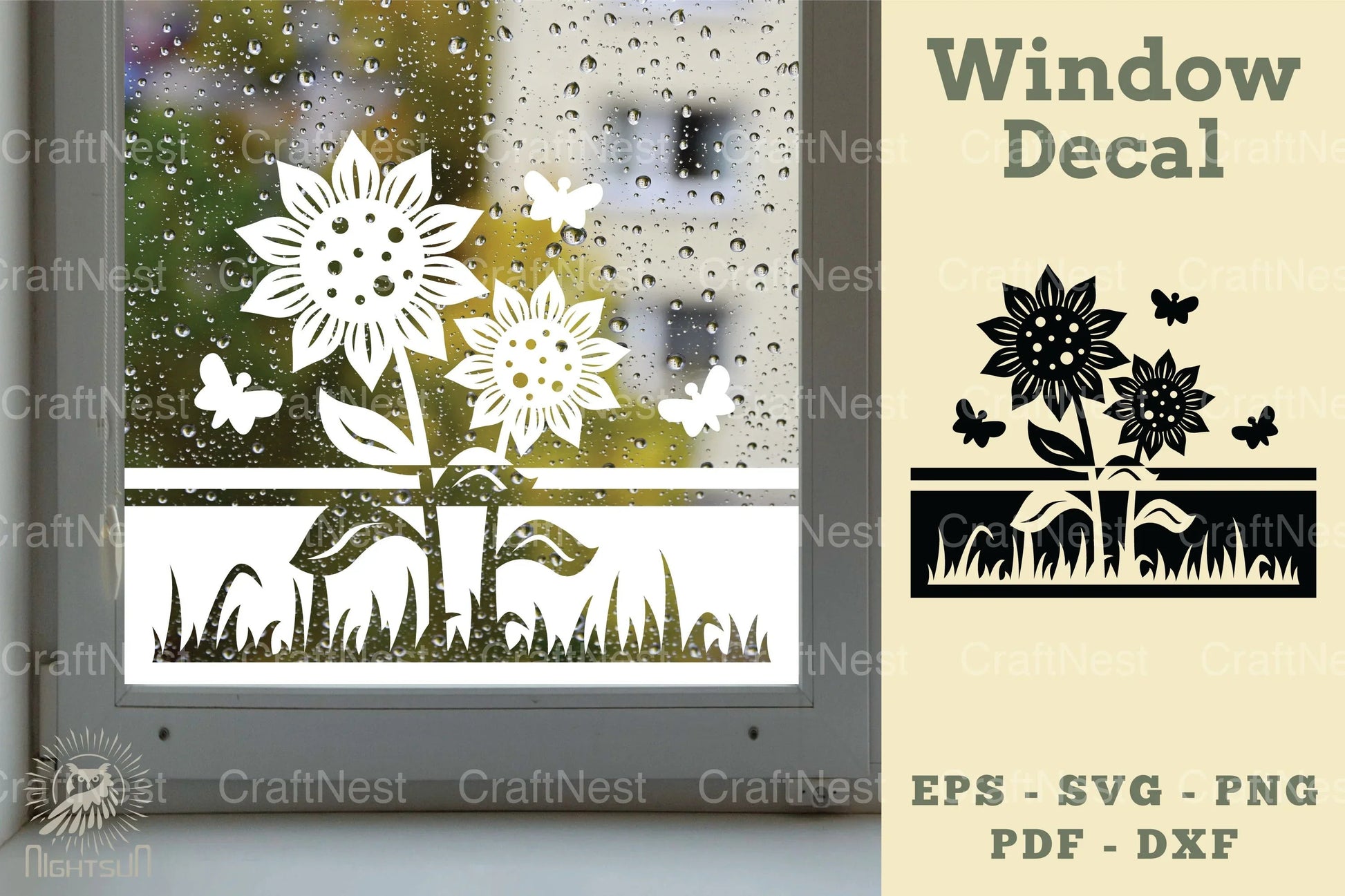 Sunflower Window Decal Clipart Bundle - CraftNest - Digital Crafting and Art