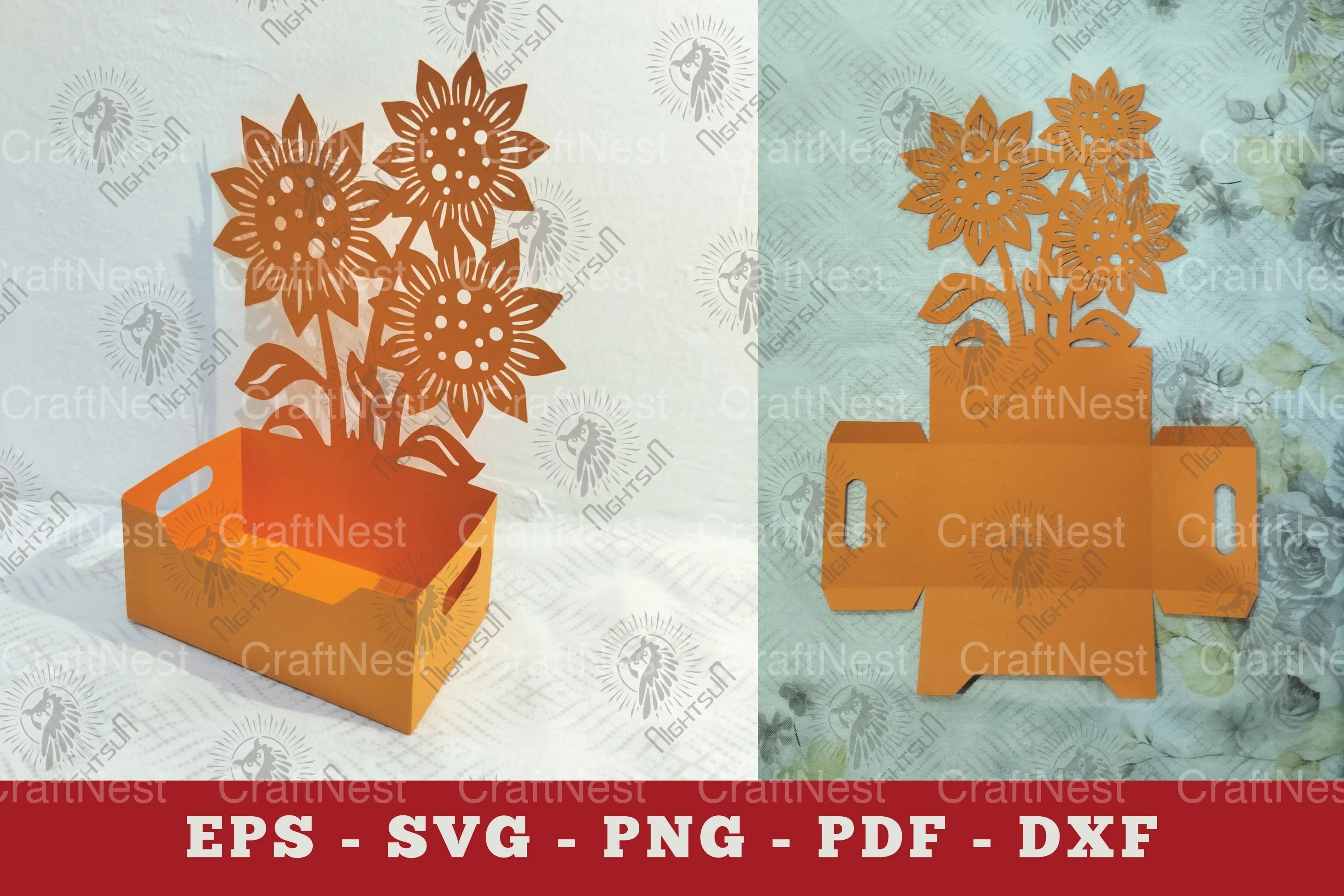 Sunflowers Box Display Papercut Clipart Bundle - CraftNest - Digital Crafting and Art