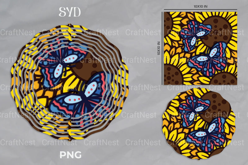 Sunflower Butterfly Wind Spinner Clipart Bundle - CraftNest - Digital Crafting and Art