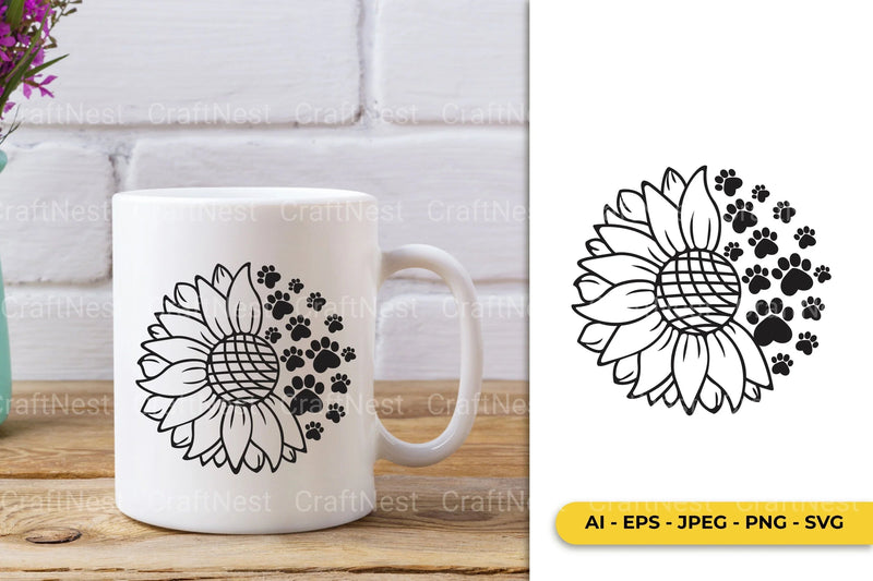 Sunflower Dog Paw SVG Bundle - CraftNest - Digital Crafting and Art