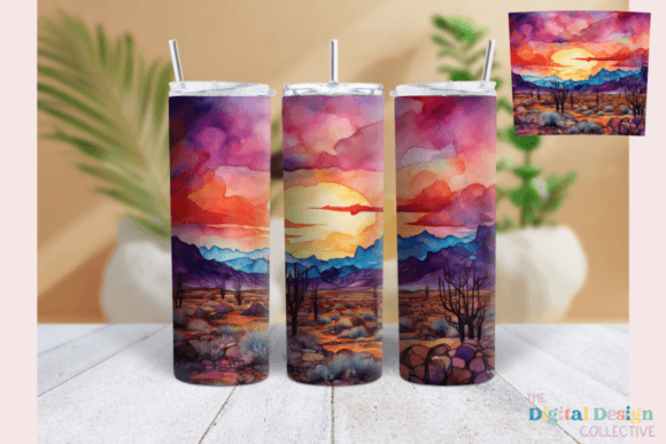 Sunset Desert Landscape Tumbler Wrap Bundle