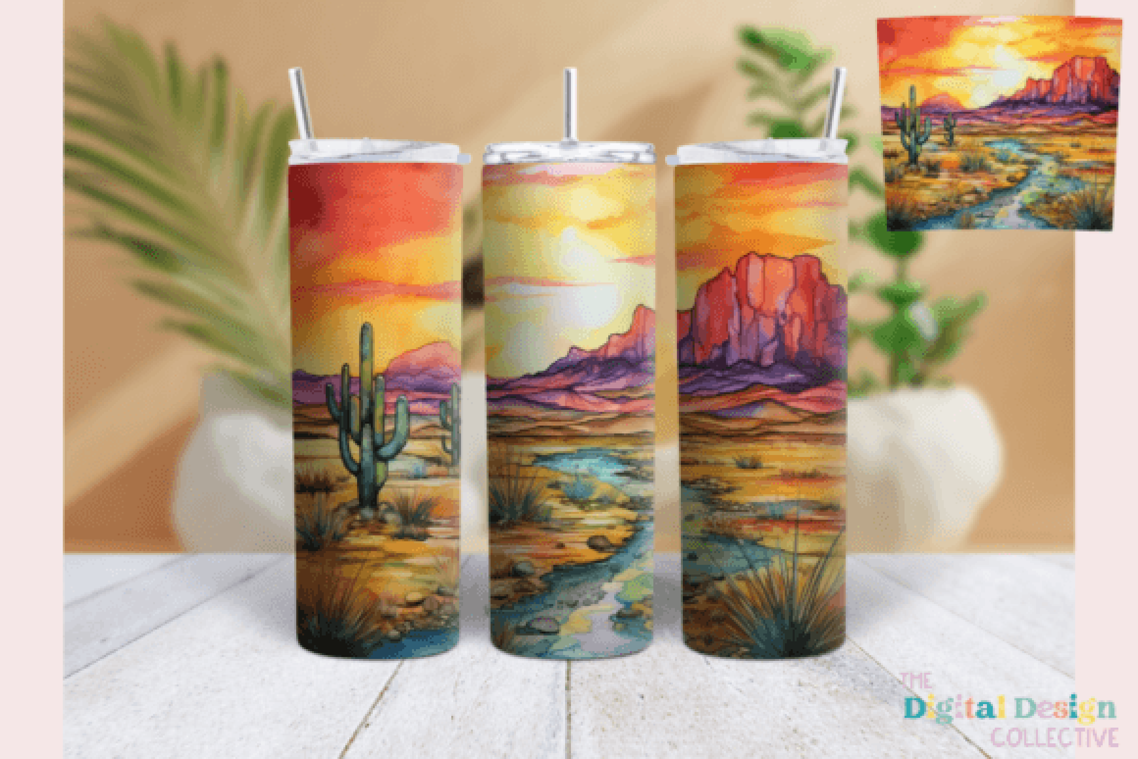 Sunset Desert Landscape Tumbler Wrap Bundle