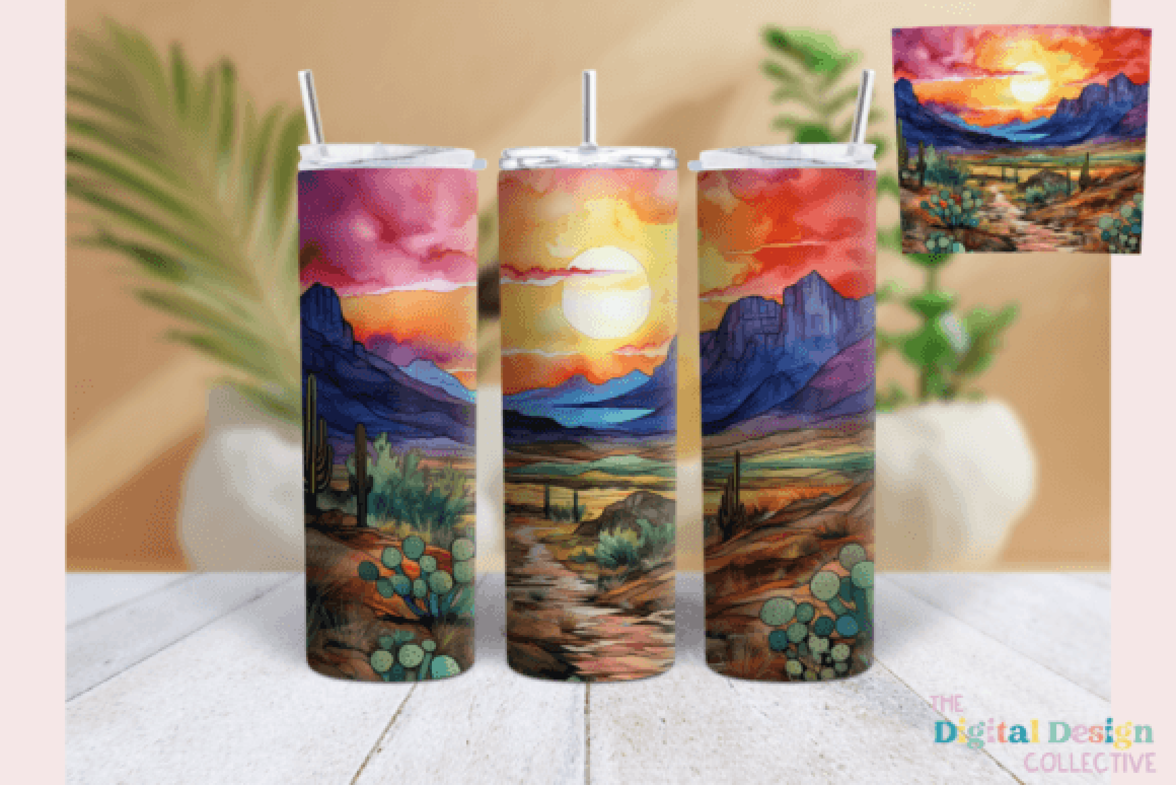 Sunset Desert Landscape Tumbler Wrap Bundle