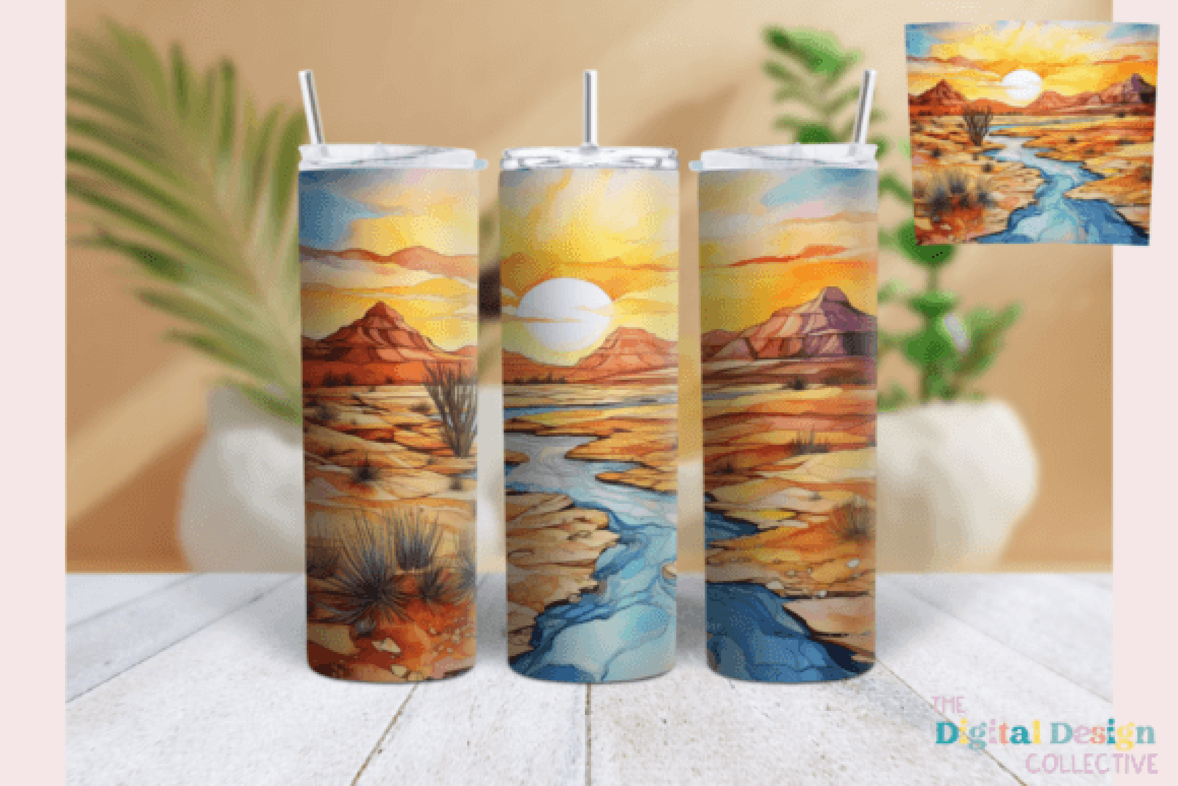 Sunset Desert Landscape Tumbler Wrap Bundle