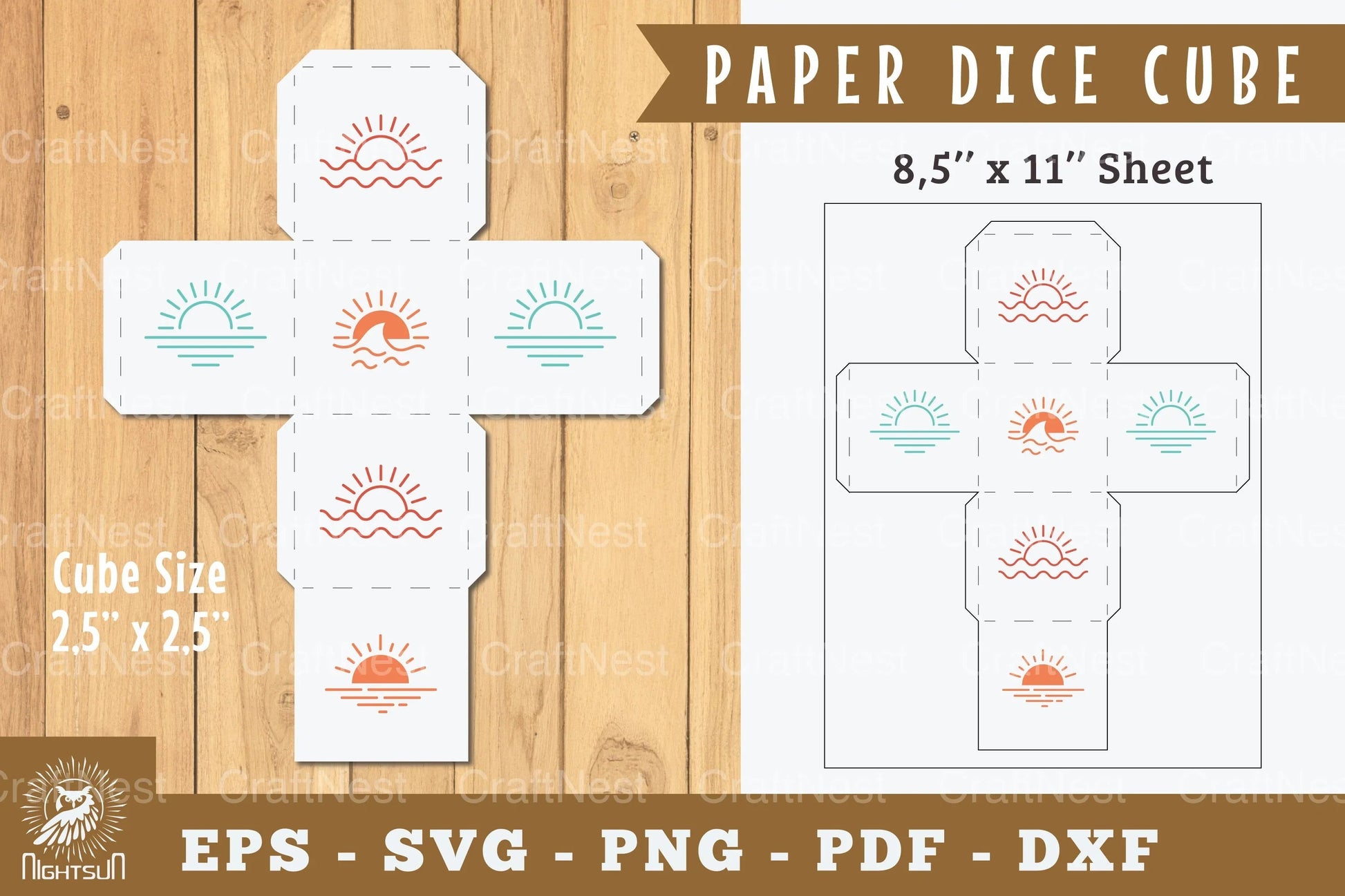 Sunset Paper Dice Cube Printable Clipart Bundle - CraftNest - Digital Crafting and Art