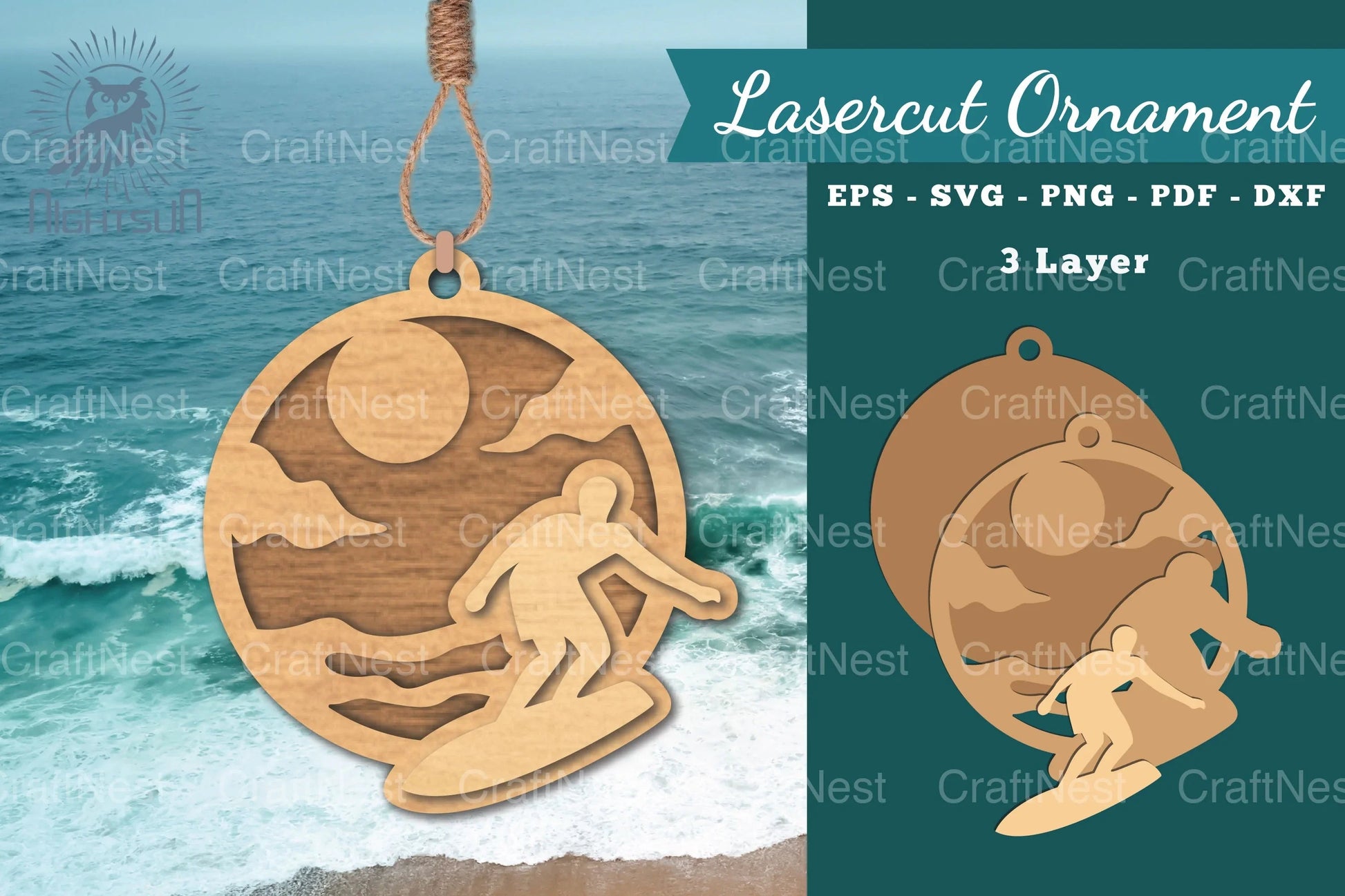 Surfing Laser Cut Ornament Clipart Bundle - CraftNest - Digital Crafting and Art