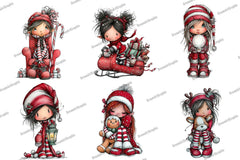 Sweet Christmas Elf Girl Clipart Bundle - CraftNest - Digital Crafting and Art