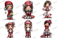 Sweet Christmas Elf Girl Clipart Bundle - CraftNest - Digital Crafting and Art