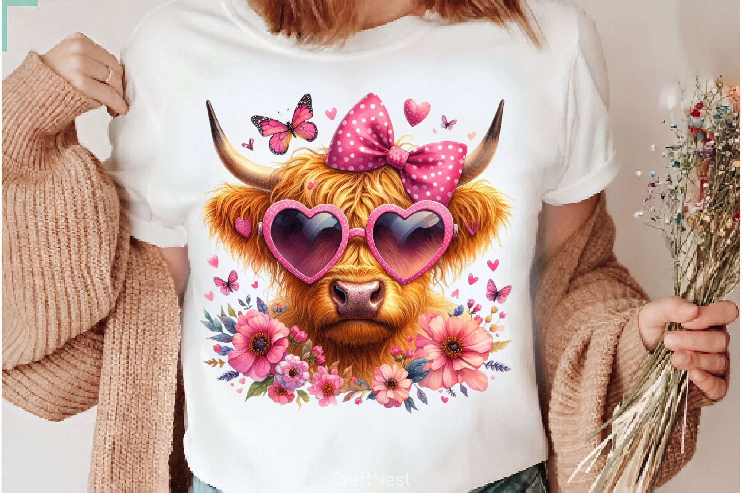 Spring Highland Cow Clipart Bundle 6
