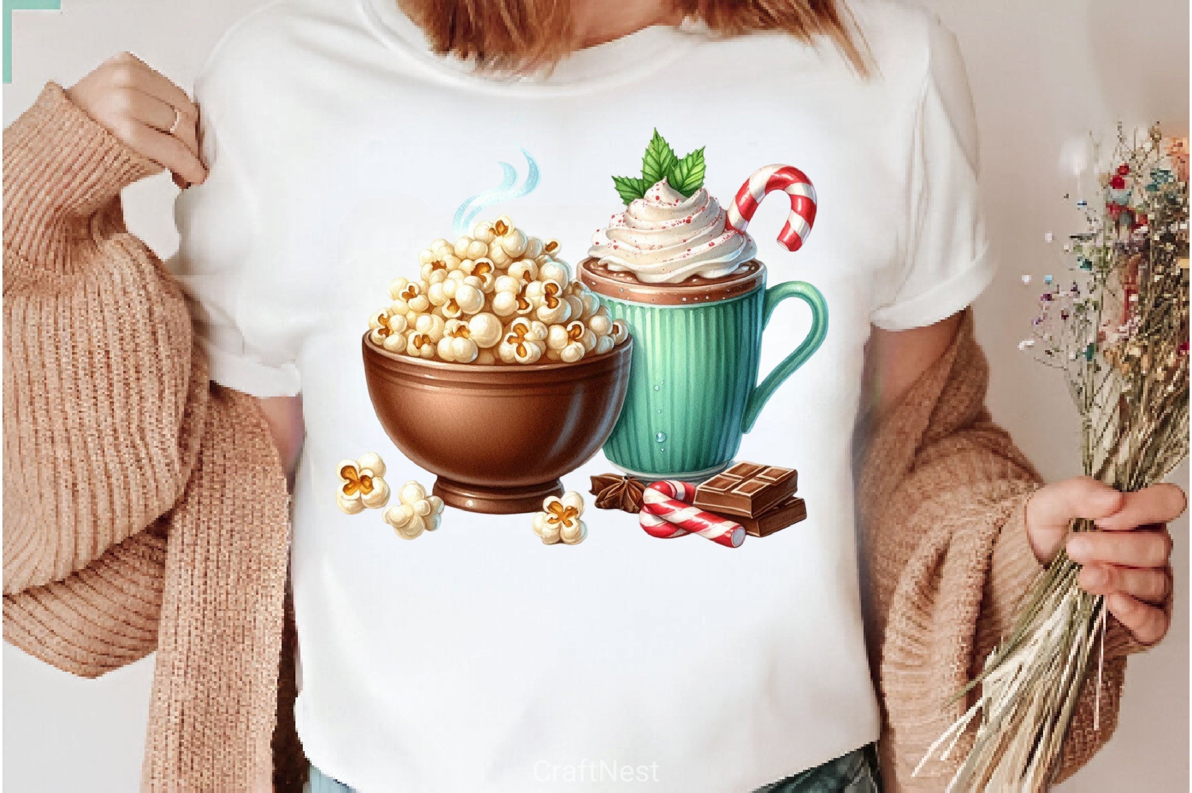 Christmas Ice Cream Cherry Milkshake Clipart Bundle 2
