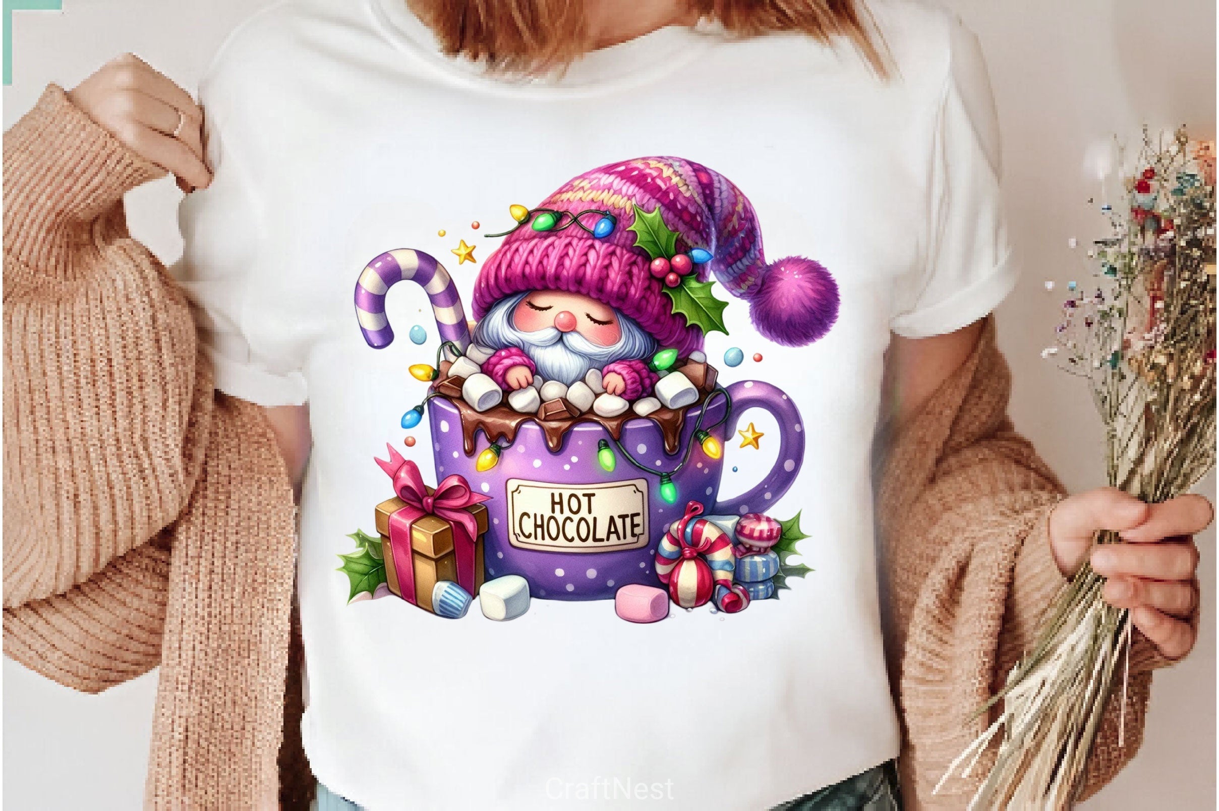 Christmas Hot Cocoa Gnomes Clipart Bundle 5