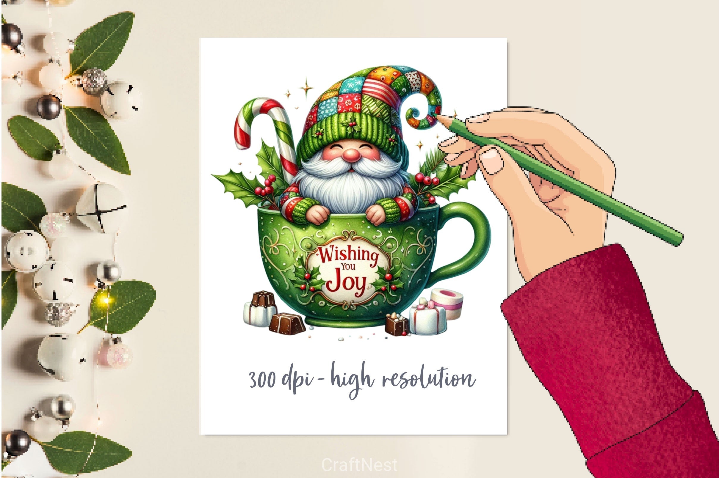 Christmas Hot Cocoa Gnomes Clipart Bundle 2