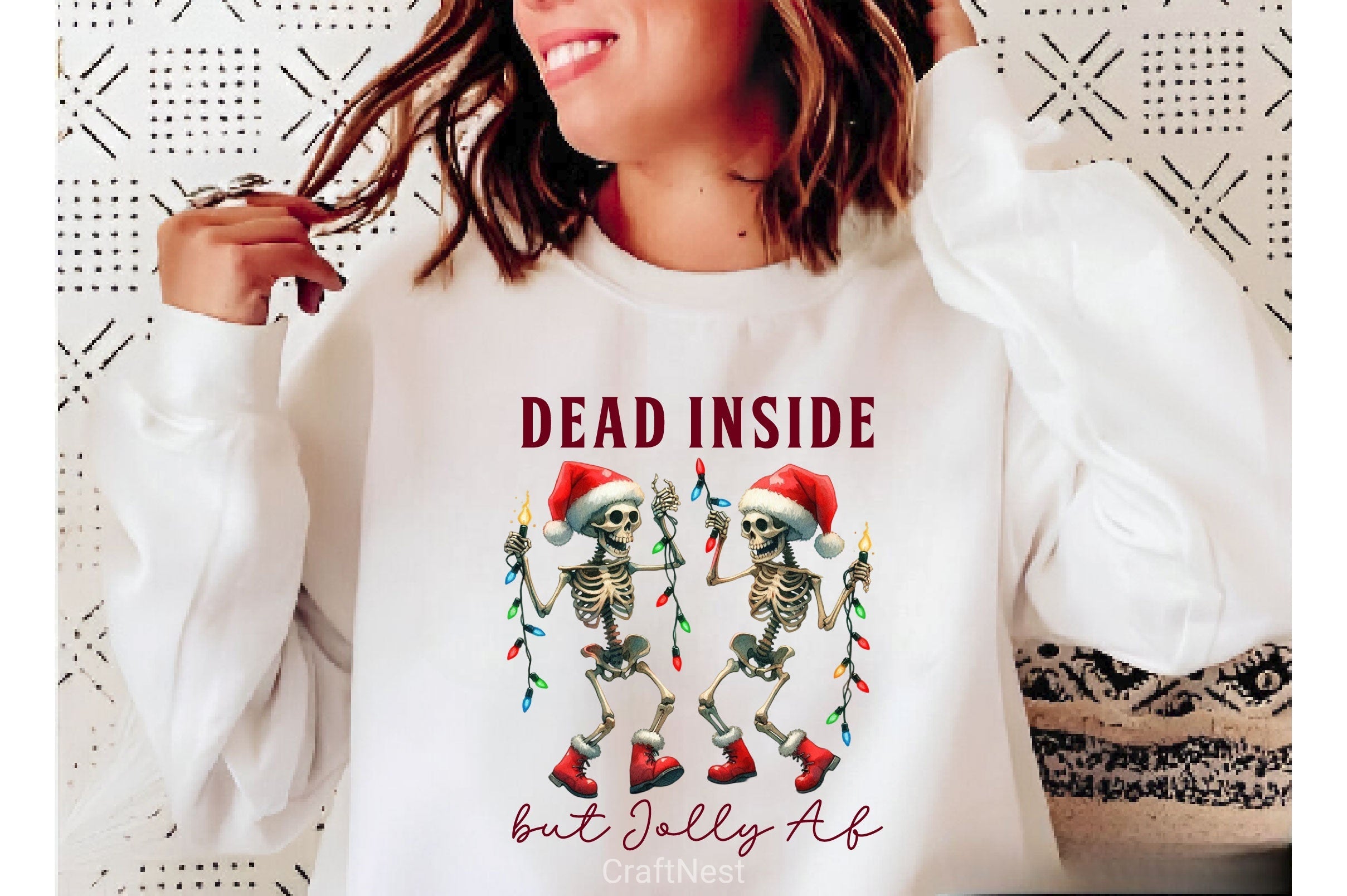 Dead Inside But Jolly AF Christmas Tree Clipart Bundle 2