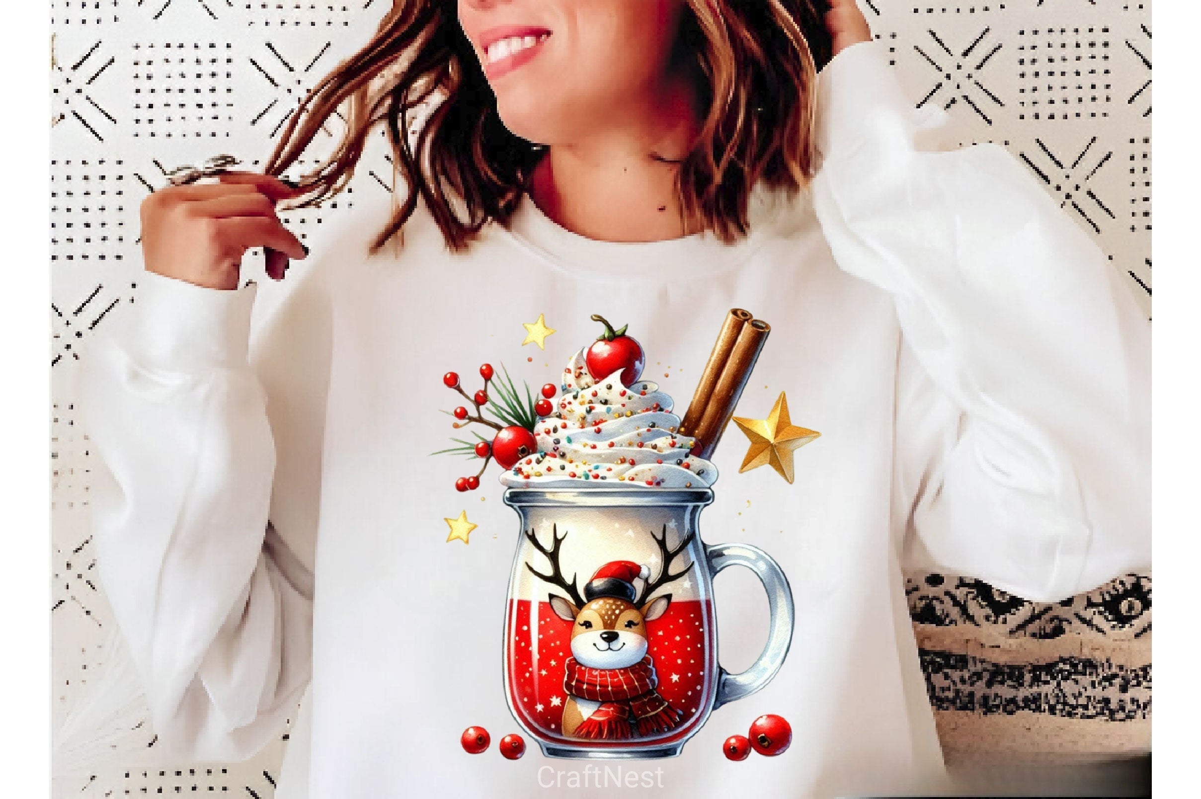 Christmas Ice Cream Cherry Milkshake Clipart Bundle 3