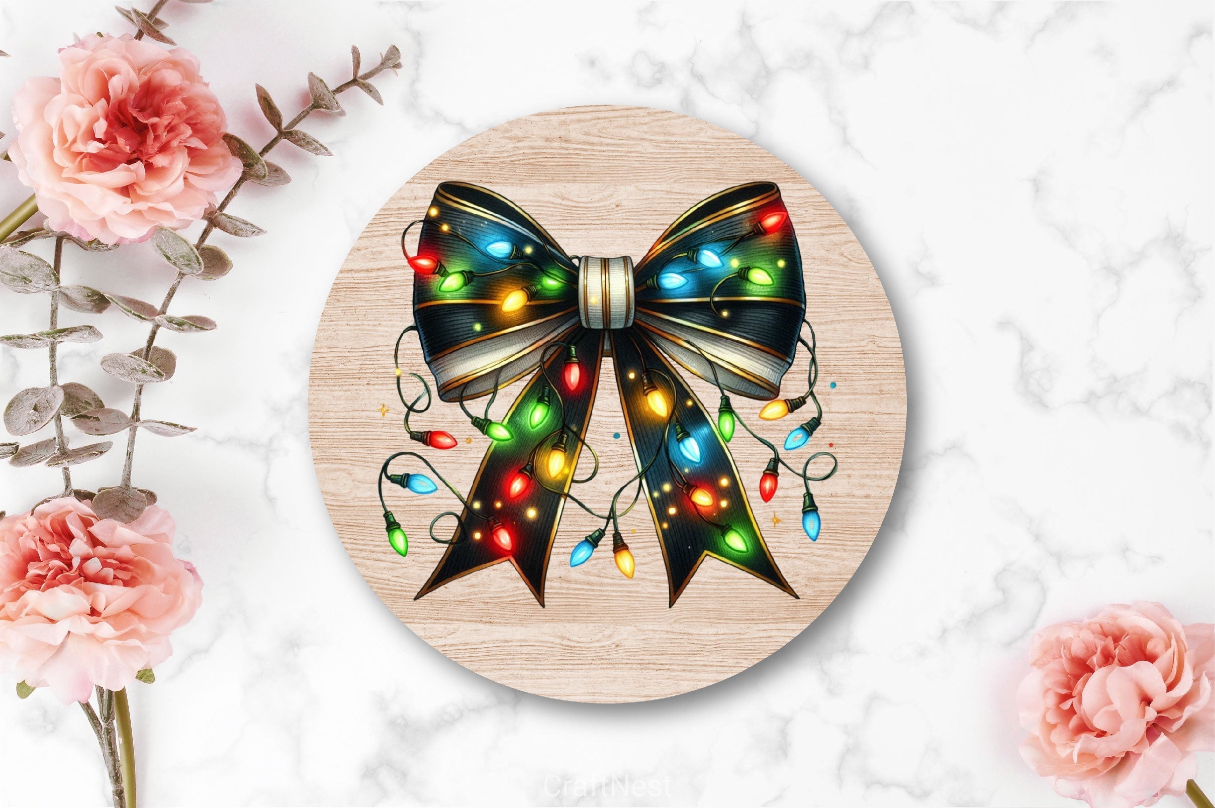 Coquette Christmas Bow Lights Bow Clipart Bundle 4