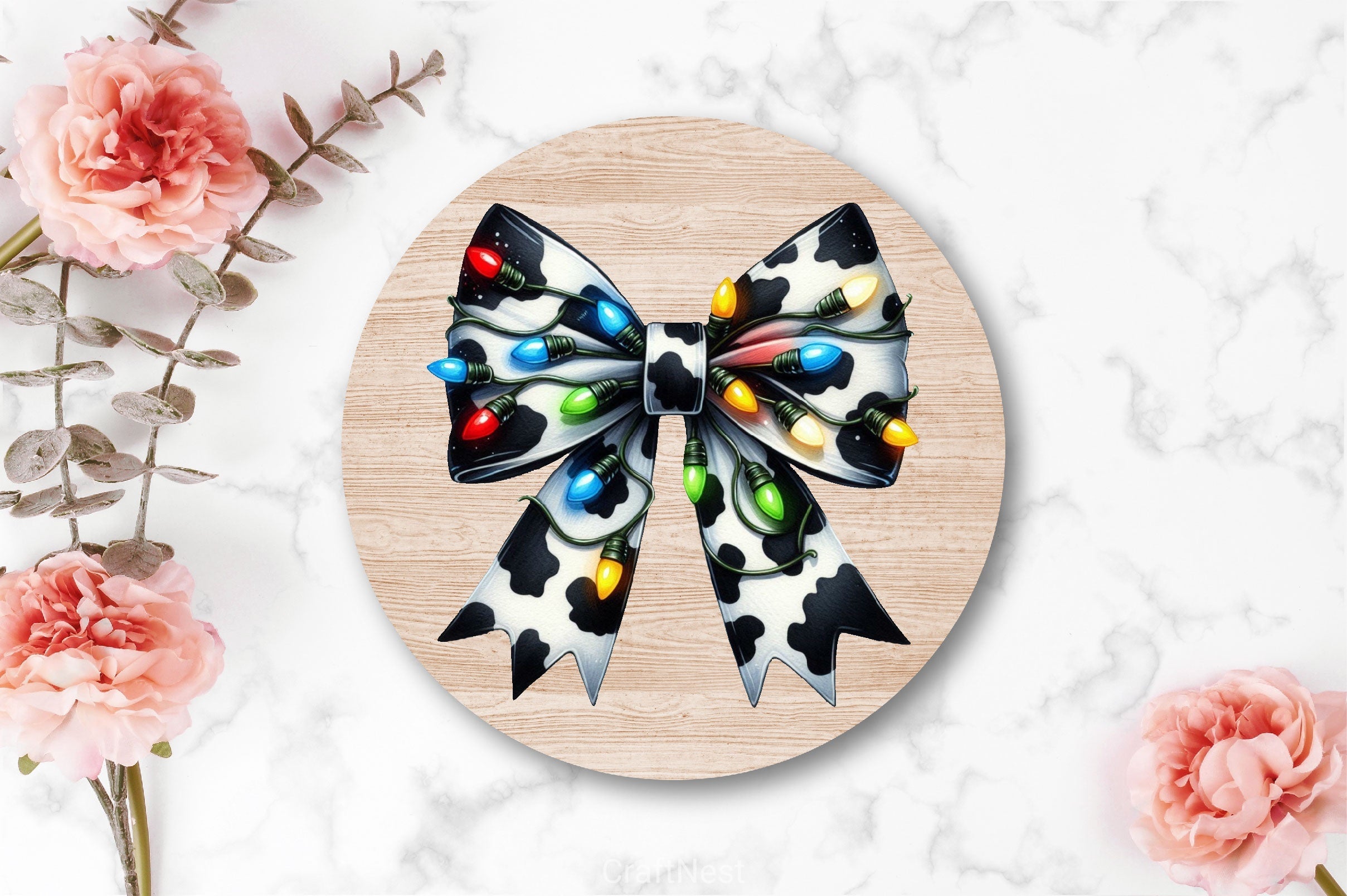 Coquette Christmas Bow Lights Bow Clipart Bundle 2