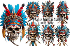 Native American Skull Art Clipart Bundle - CraftNest - Digital Crafting and Art