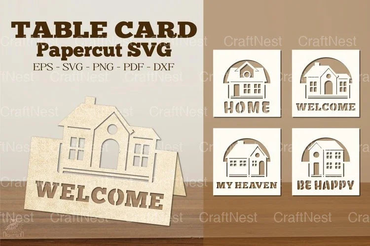 Table Card Home Papercut SVG Bundle - CraftNest - Digital Crafting and Art