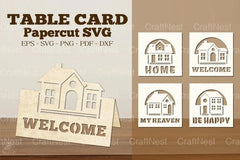 Table Card Home Papercut SVG Bundle - CraftNest - Digital Crafting and Art