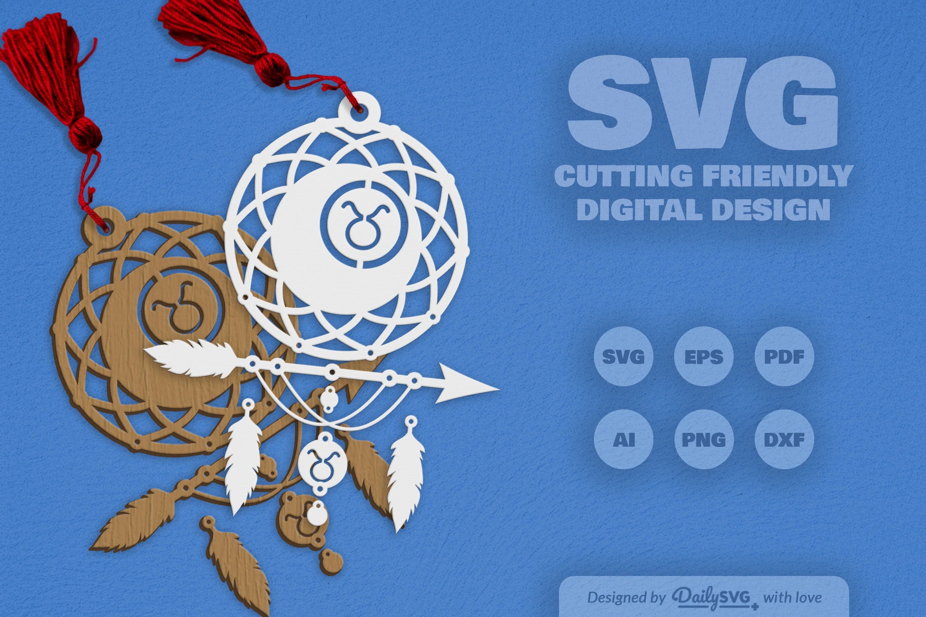 Taurus Dream Catcher Laser Cut Clipart Set - CraftNest - Digital Crafting and Art