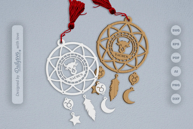 Taurus Dream Catcher Set SVG Bundle 3 - CraftNest - Digital Crafting and Art