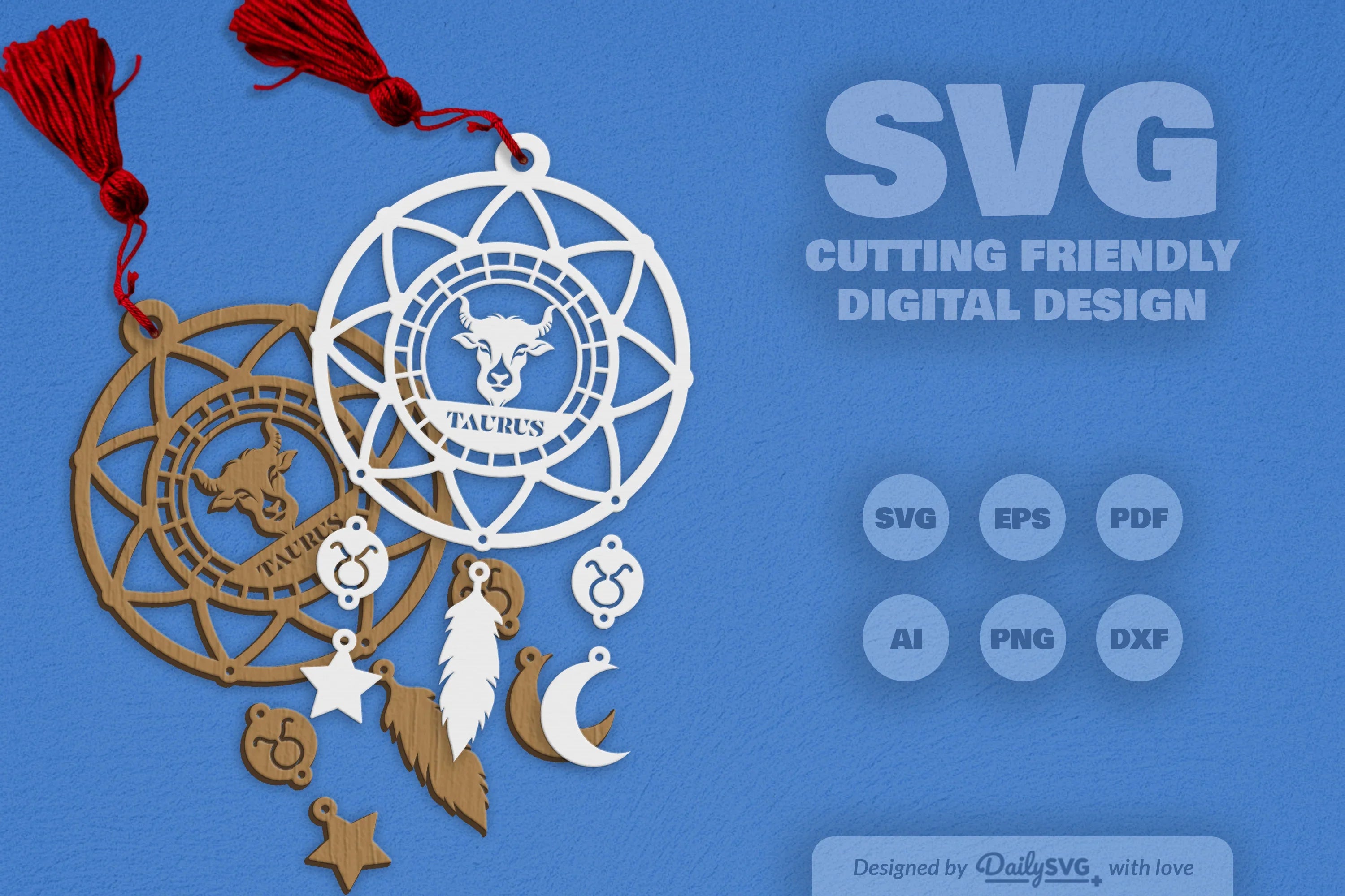 Taurus Dream Catcher Set SVG Bundle 3 - CraftNest - Digital Crafting and Art