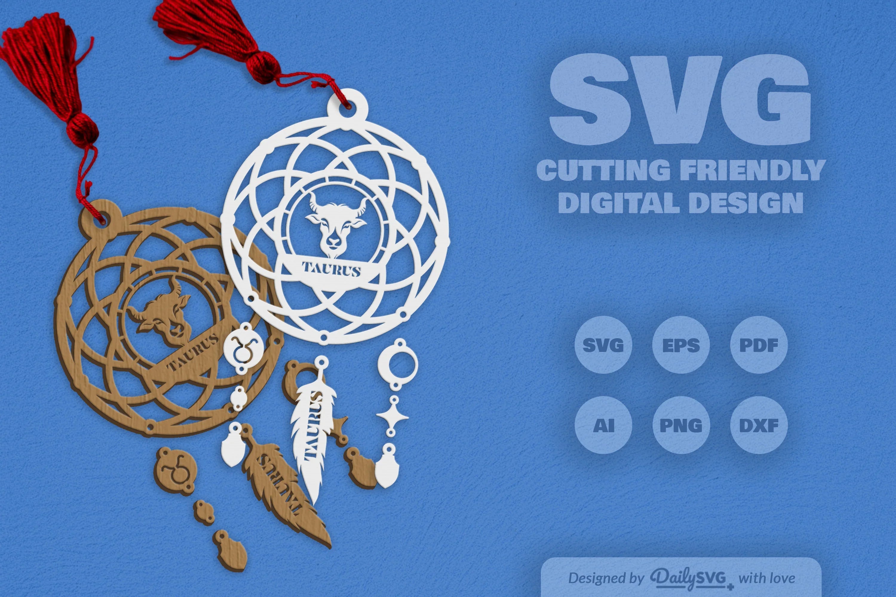 Taurus Dream Catcher Laser Cut Clipart Set - CraftNest - Digital Crafting and Art