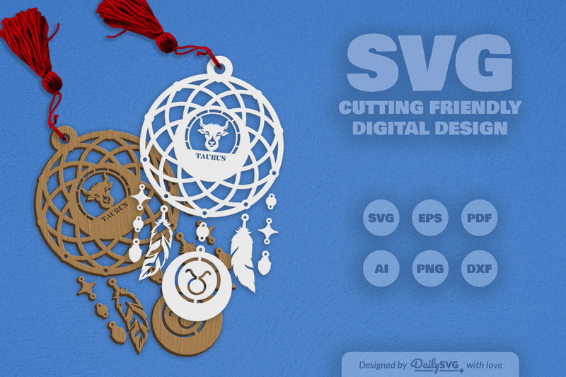 Taurus Dream Catcher Set SVG Bundle 6 - CraftNest - Digital Crafting and Art