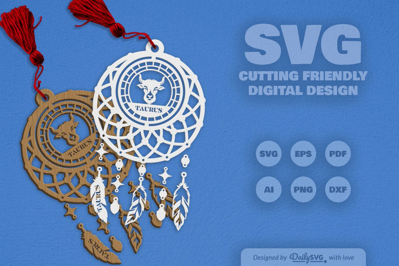 Taurus Dream Catcher Set SVG Bundle 4 - CraftNest - Digital Crafting and Art