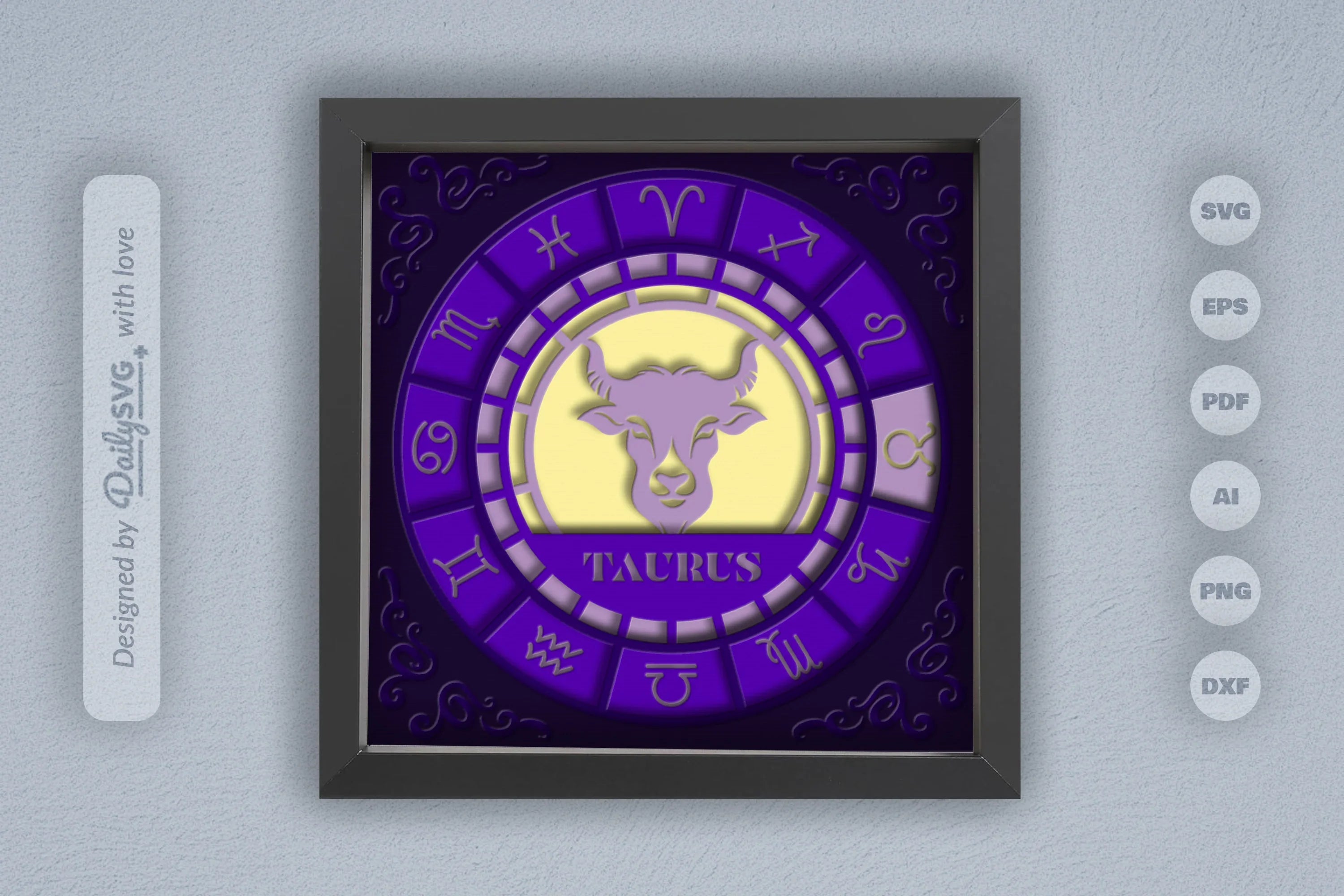 Taurus Zodiac 3D Shadow Box Papercut SVG Bundle - CraftNest - Digital Crafting and Art