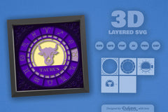 Taurus Zodiac 3D Shadow Box Papercut SVG Bundle - CraftNest - Digital Crafting and Art